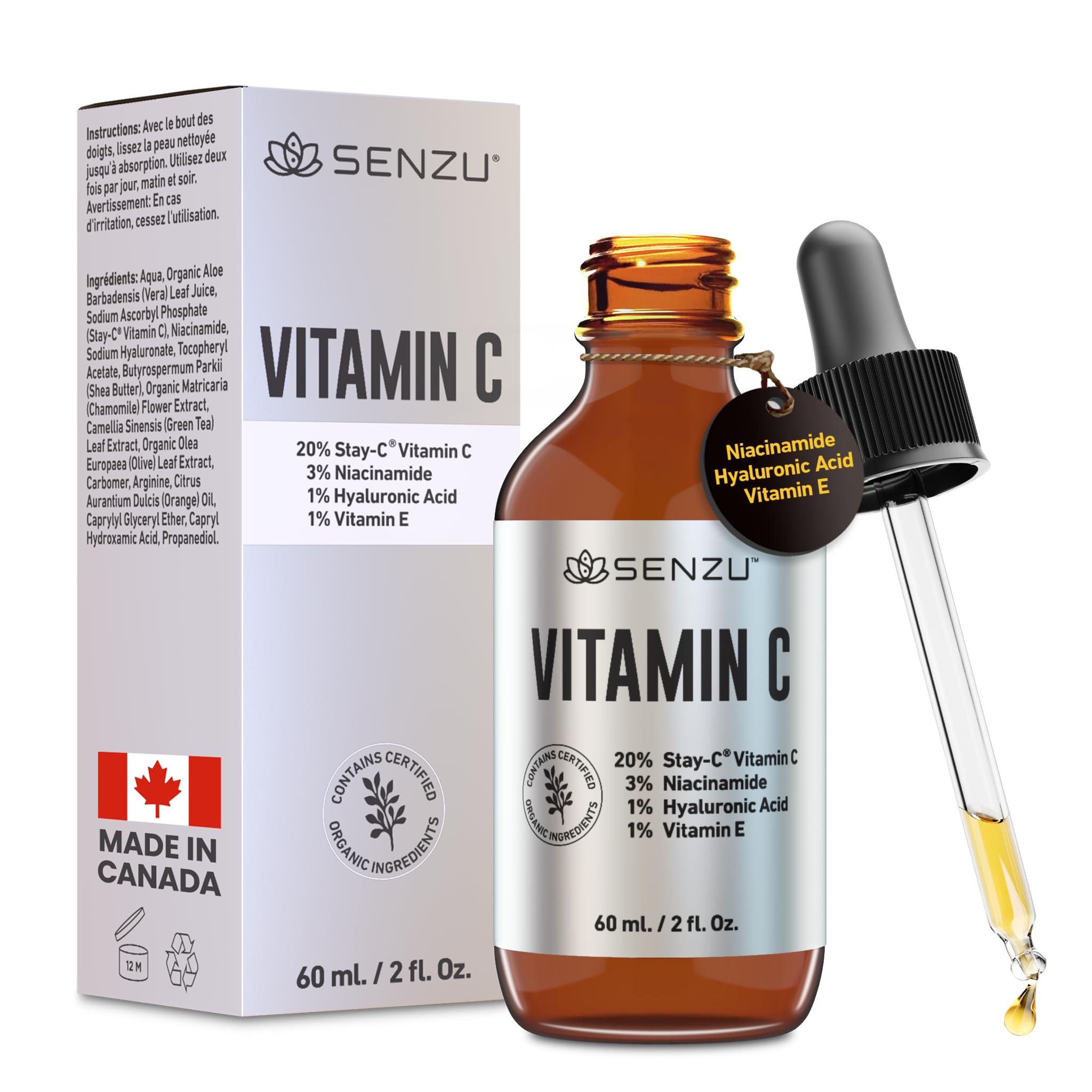 Canadian-Made 20% Vitamin C Facial Serum with Niacinamide